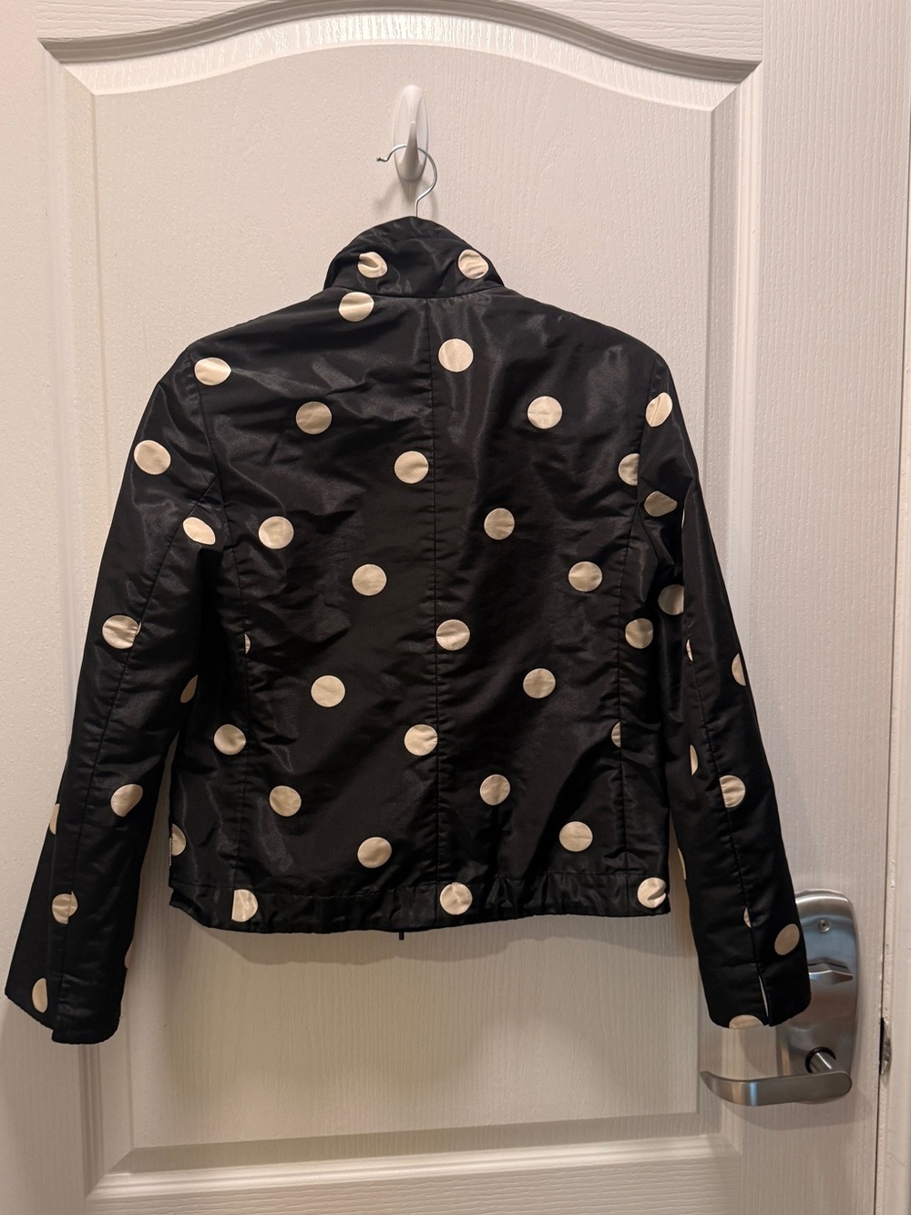 A-K-R-I-S- punto ANORAK Black Jacket with Cream Polka Dots Size 4 Preloved - Picture 3 of 5